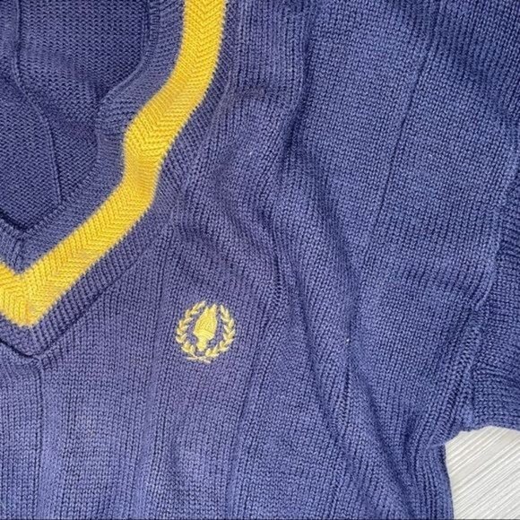 Vintage retro jantzen sweater blue with gold trim and torch fire  logo size medi - Picture 3 of 4